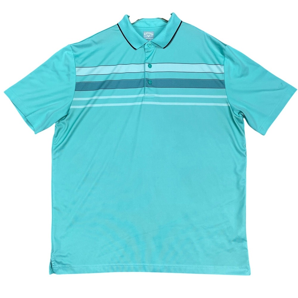 Callaway Polo Shirt Mens Large Teal Short Sleeve Golf Performance Opti-Dri EUC